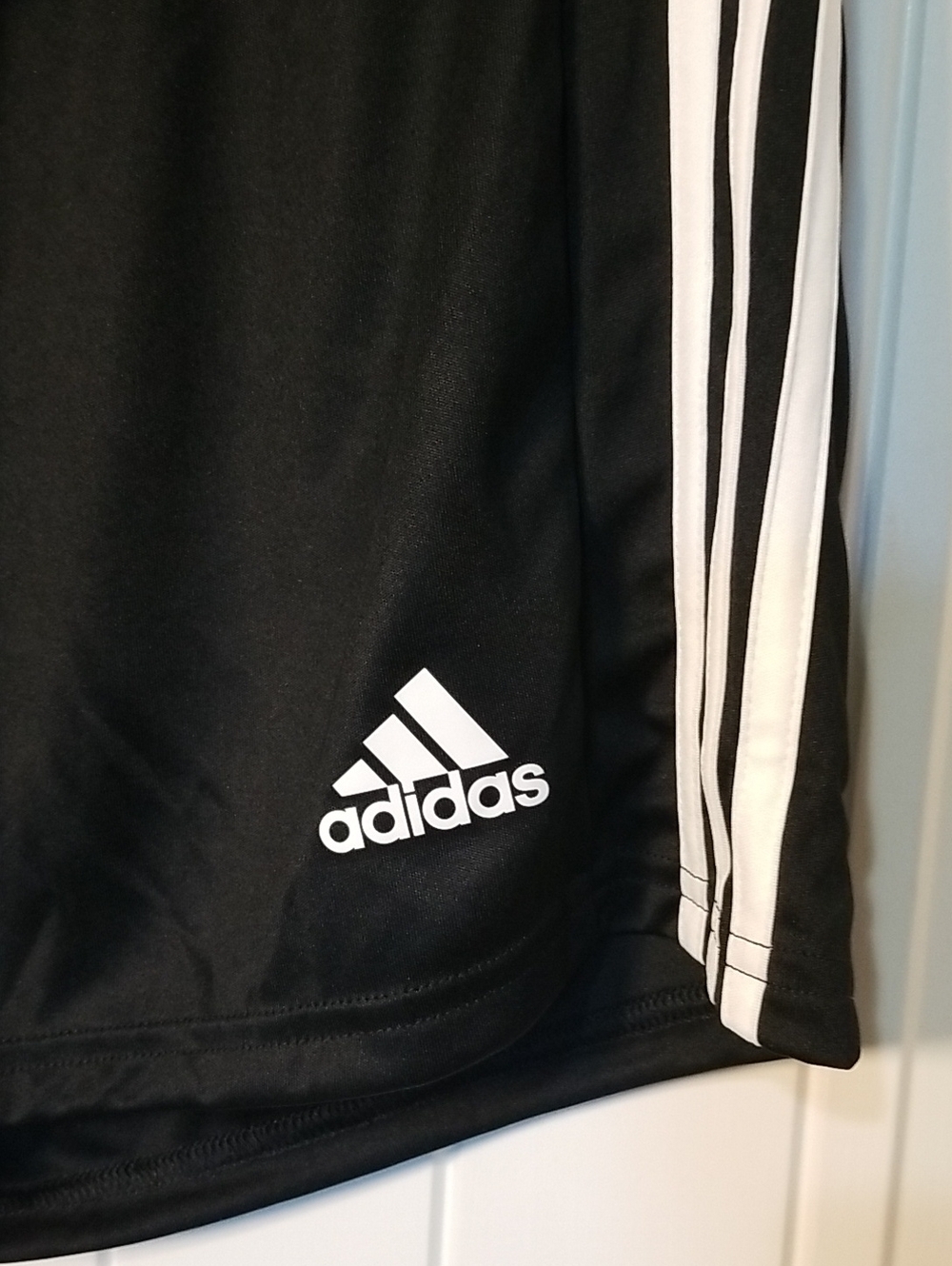 New adidas Black Athletic Shorts with White Stripes Size Large NWT - Picture 3 of 6